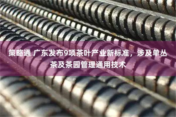 策略通 广东发布9项茶叶产业新标准，涉及单丛茶及茶园管理通用技术